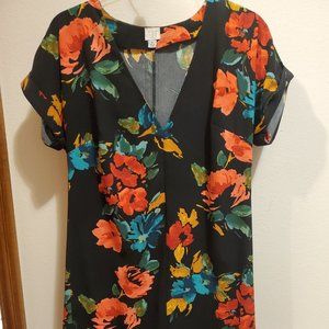 Black Floral Print Dress